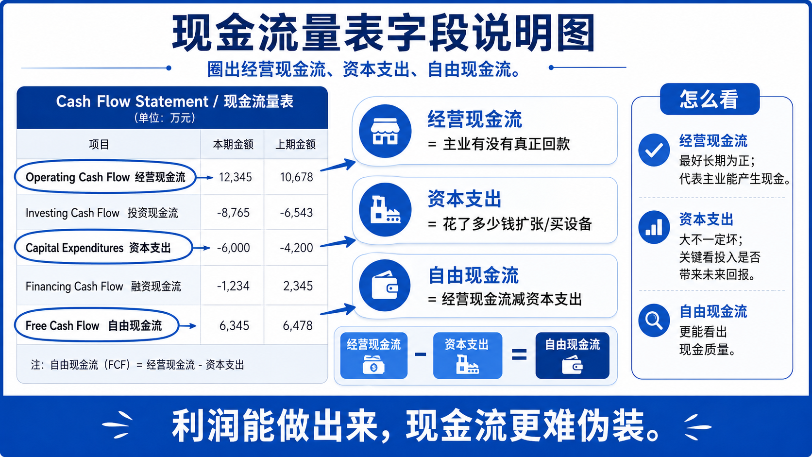 TradingView 现金流量表中的经营现金流、资本支出与自由现金流